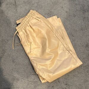 Deluc Women's Tan Faux leather Ankle Pants